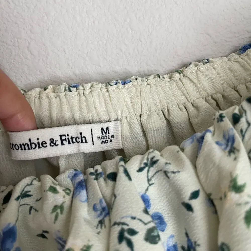 Abercrombie & Fitch Floral Off the Shoulder Puff Sleeve Blouse